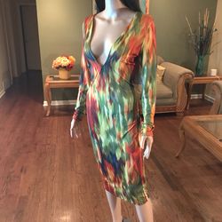 Multi Color V Cut Dress