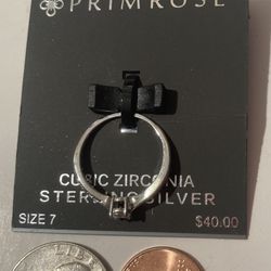 Vintage Sterling Silver 925 Ring Size 7, Cubic Zirconia