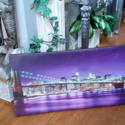 City Light And Bridge painting. Good Condition 