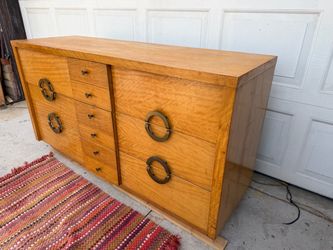 Dresser chest of 9 drawers Art Deco Bauhaus with Brass Hardware