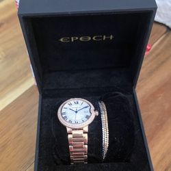 NIB_EPOCH Women's Rosegold Analog Watch With Stretch Bracelet 