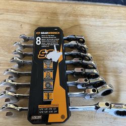 Gearwrench 90 Tooth Pro SAE Ratcheting Flex Head Wrench Set 8 Pc