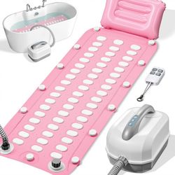 Upgraded Bubble Bath Mat Tub Spa Massager, Portable Full-Body Bathtub Bubble Mat Waterproof Non-Slip, Remote Control & Motorized Air Pump, 6-Speed Bub
