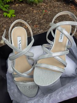 Nina New York Silver Strappy Heeled Sandals