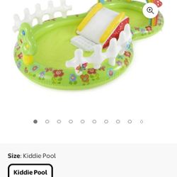 INTEX Garden Inflatable Kiddie Pool: Inflatable Kids Pool with Water Sprayer and Slide – Splash Pad – 114" x 71" x 41" – Ages 3+