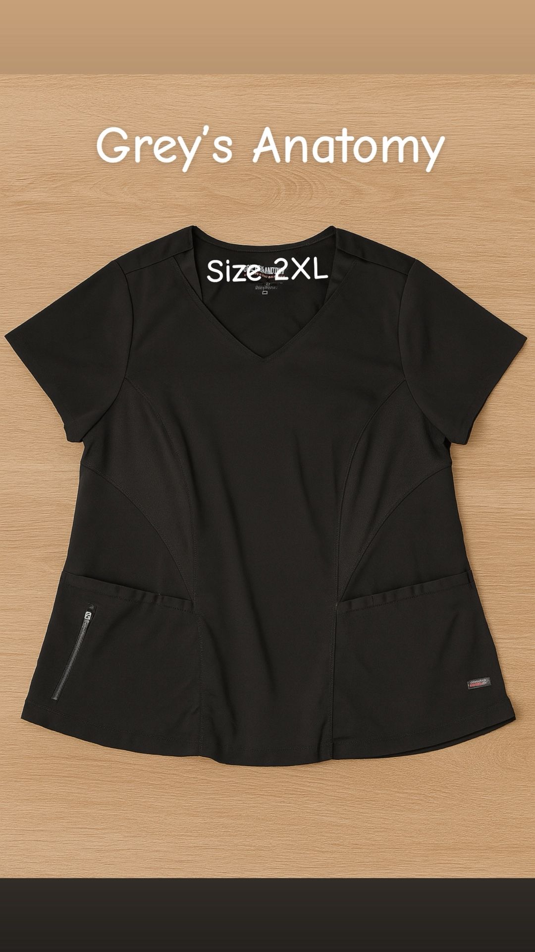 Grey’s Anatomy Black Fitted Scrub Top Size 2XL