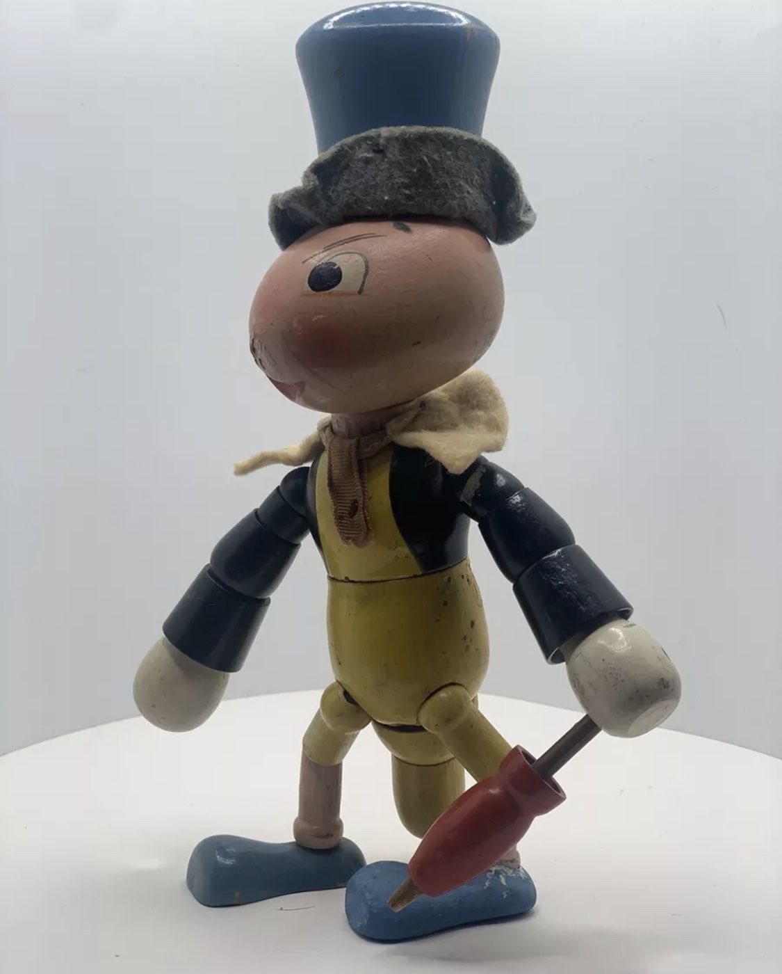 Disney's Jiminy Cricket Jointed Wood Figure Made By Ideal Novelty & Toy Co. Disneyland Disney 40s 