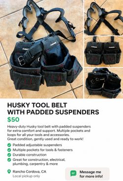HUSKY TOOL BELT WITH PADDED SUSPENDERS