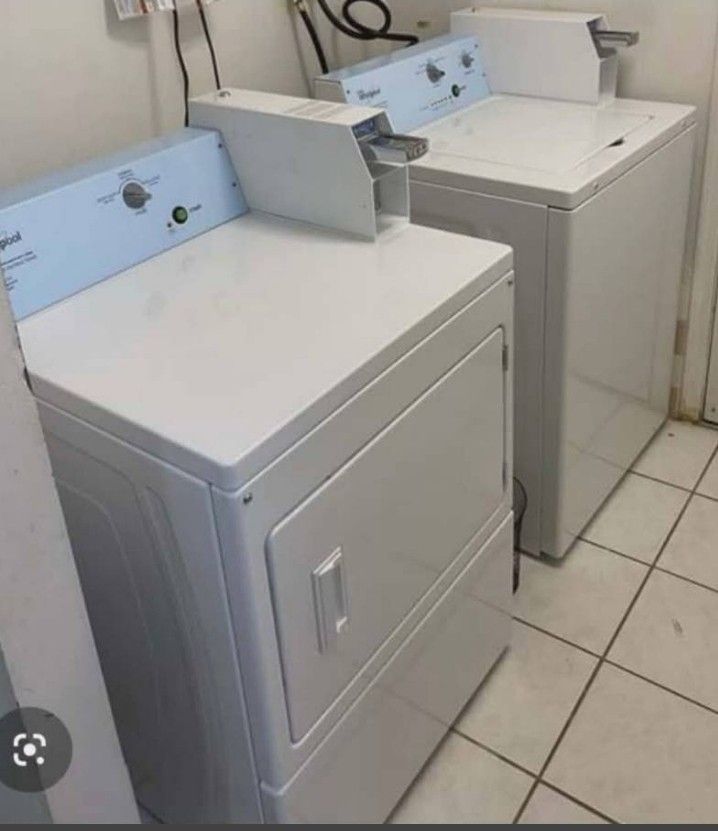 WHIRLPOOL COIN OPERATED WASHER AD DRYER SET