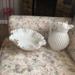 Fenton Pitcher And Bowl