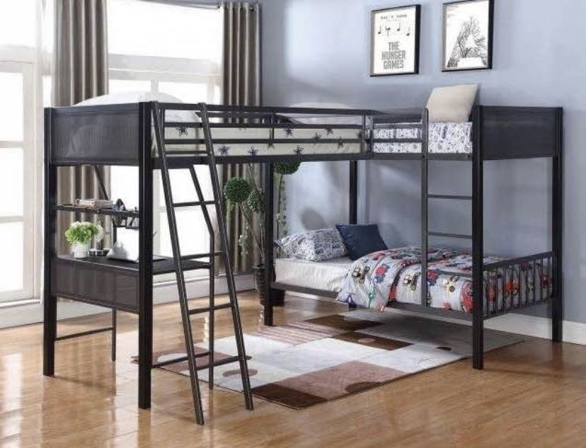 Brand New Triple Twin Workstation Loft Bunk Bed