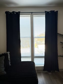 Blackout Curtains + Curtain Rod Set — $60