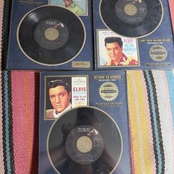 3 Elvis Presley Limited Edition Platinum Plaques 1997 Return Sender Lonesome New