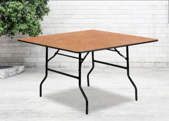 🆕 Shiny Top 48" Square All-Occasion Wood Folding Event Table, Foldable Square Portable Banquet Table