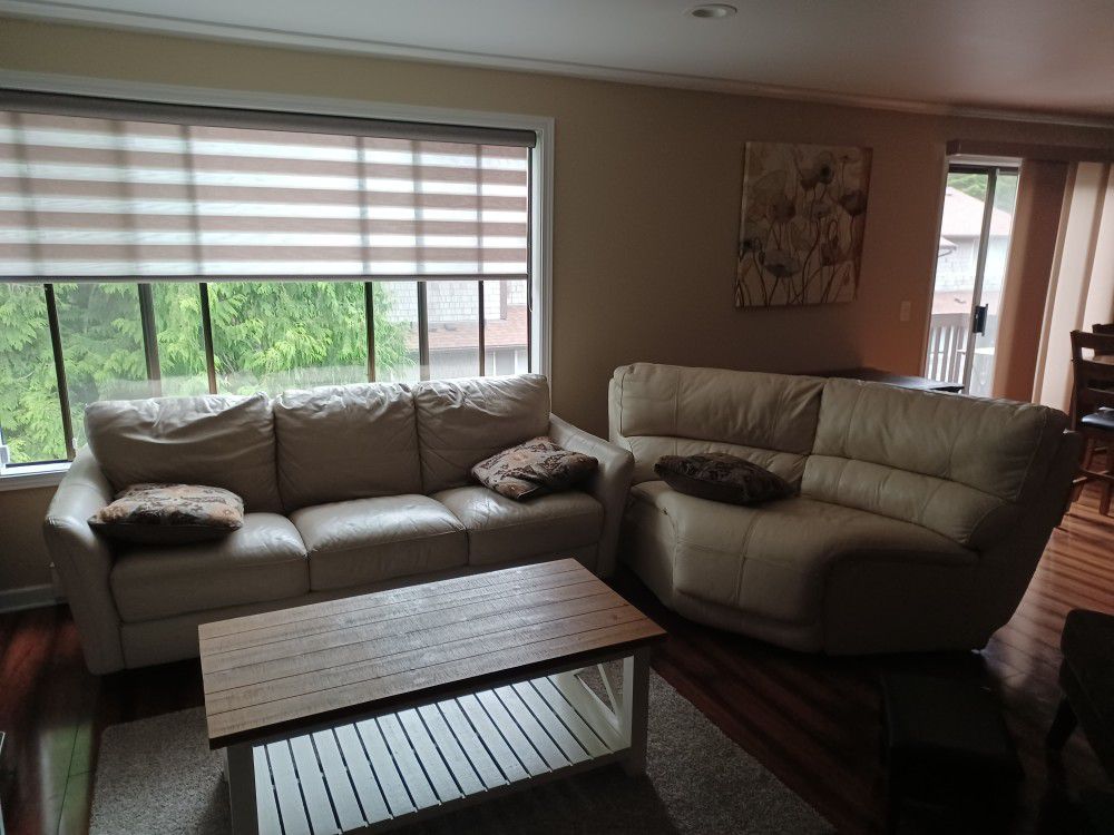 Free  White Learher Sofa and Corner Couch
