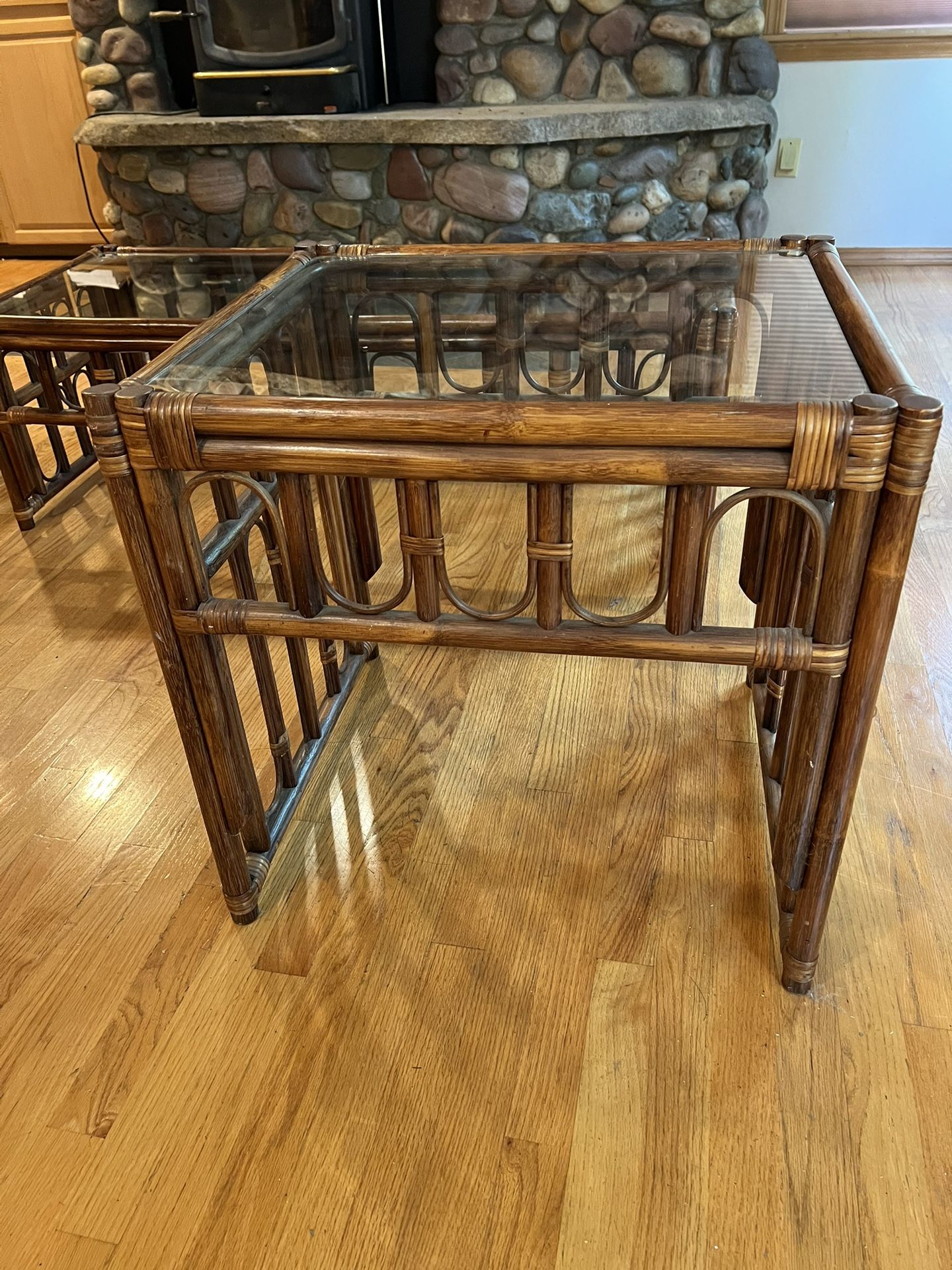 Antique wicker Indoor/Outdoor Furniture with Glass Tops