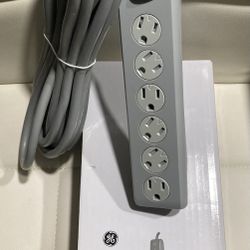 FLASH SALE! GE 6-Outlet Surge Protector, 20 Ft Extension Cord, Power Strip, 800 Joules, Flat Plug, Twist-to-Close Safety Covers, Protected Indicator L