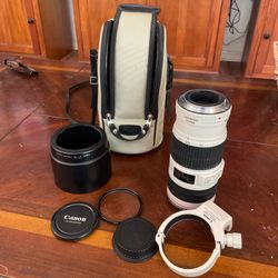 Canon EF 70-200mm f/4 L IS USM telephoto zoom Lens Hood Caps Filter Case & Ring!
