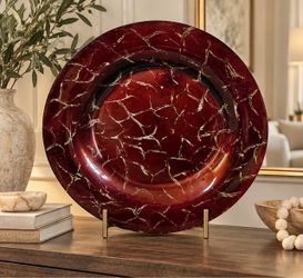 Large 19” Decorative Bowl / Platter – Burgundy & Gold