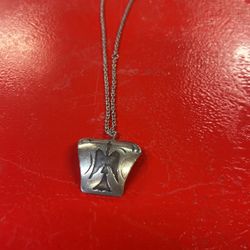 Indian silver necklace three-quarter inch by one and three-quarter inch