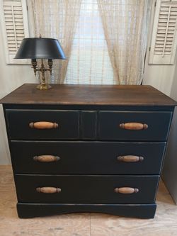 Vintage Black Distressed 3 Drawer Dresser