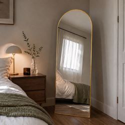 71 X 26 Gold Arch Standing Mirror