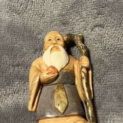 Netsuke  Jurojin   Symbol Of Longevity , One Of The  7 Lucky Gods Japanese Mythology