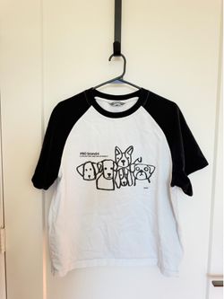 PSO Brand Dog Graphic Raglan T-Shirt Black & White Tee