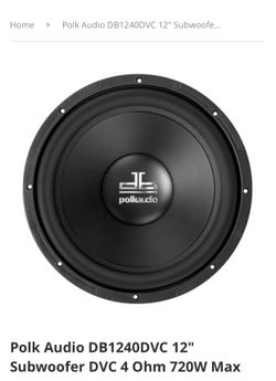 Polk Audio DB1240DVC 12" Subwoofer DVC 4 Ohm 720W Max
