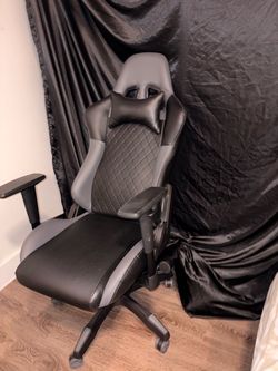 Black Gaming Chair with Neck Pillow
