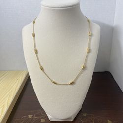 Vintage Trifari Gold Tone Dainty Long Bead Necklace N-2518