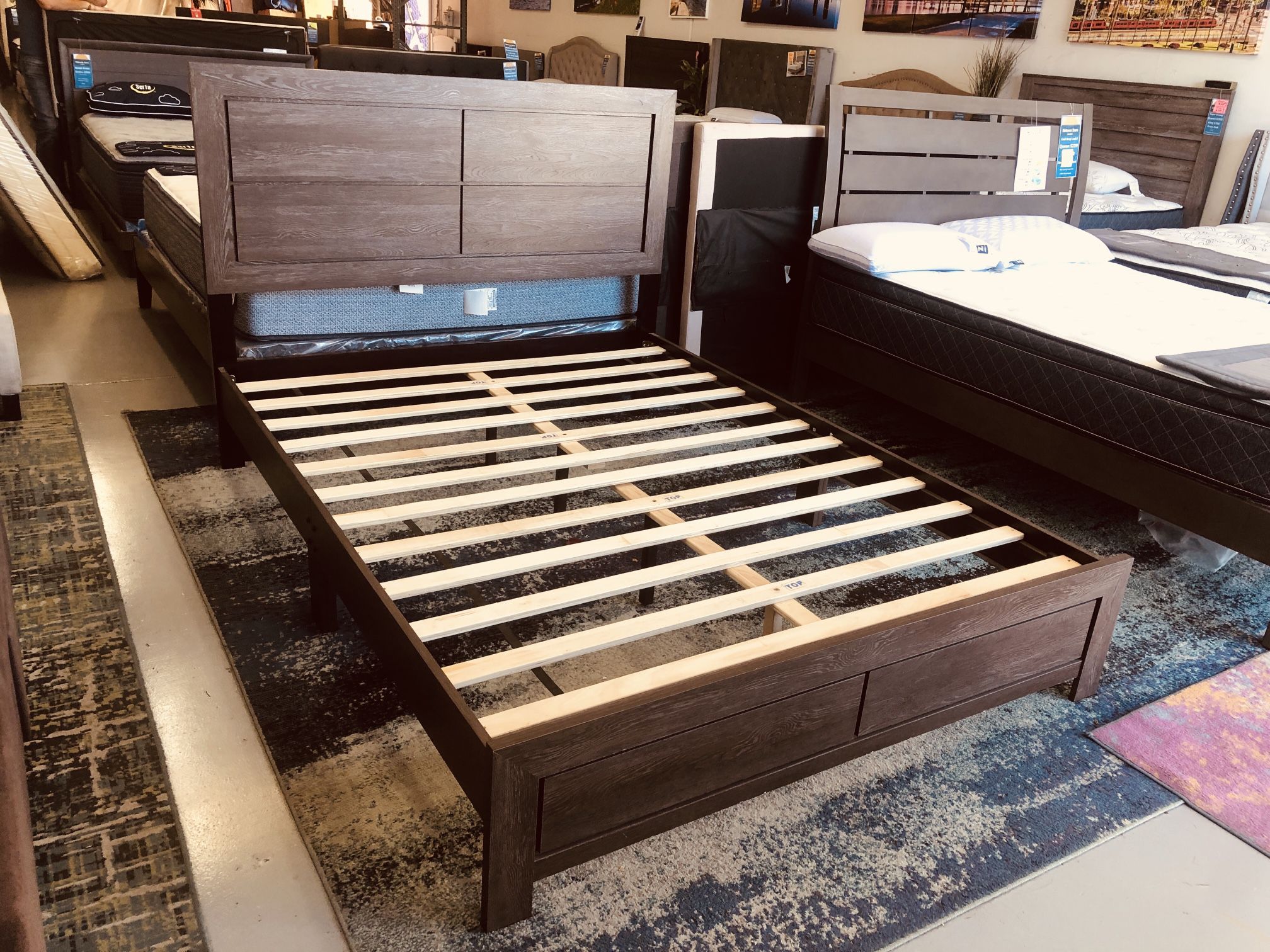New Platform Bed Frame Wooden Look King Queen And Full From Only 