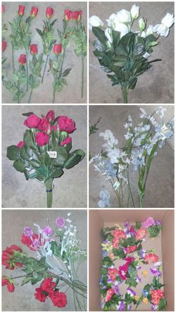 Bulk Lot Artificial Silk Flowers Mixed Stems