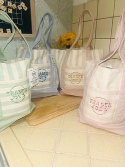 Trader Joe’s mini pastel canvas tote bags set of 4