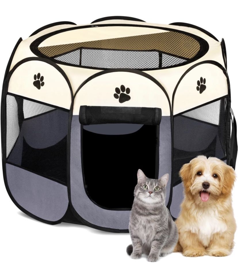 Horing Portable Folding Pet Playpen, Pet Exercise Playpen, Pet Tent for Small Dogs and Cats, Pop Up Kennel for Dogs and Cats Indoor Outdoor Travel Cam