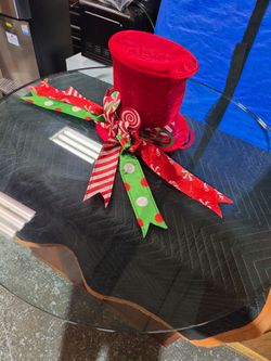 Large Red Velvet Peppermint Candy Top Hat