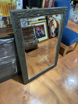 Large Ornate Rectangular Mirror – Pewter-Tone Grapevine & Leaf Frame
