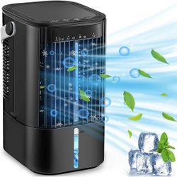 Portable Air Conditioner - Personal Mini AC Quiet Air Cooler with Handle,90° Oscillating Desktop Cooling Fan,2/4H Timer 7 Color,3 Speeds,Small Mobile 