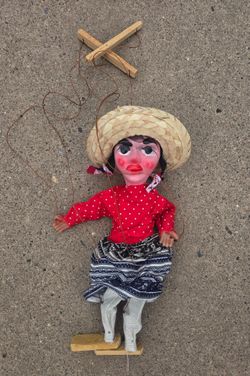Vintage Mexican Woman Marionette Doll