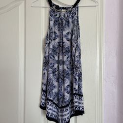 INC paisley silver hardware accent halter top size large