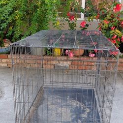 Dog Crate with Double-Door, Divider and Leak-Proof Tray, Metal, Foldable, Durable/48"L x 32"H x 29"W