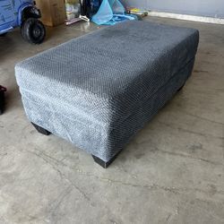 Blue Corduroy Ottoman 