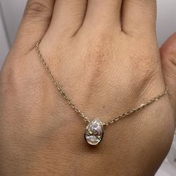 1.03 carat pear lab diamond bezel necklace 
