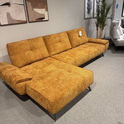 Orange Chenille 2-Piece Sectional with Left Chaise and Dual-position Backs