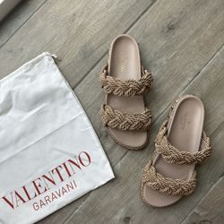 VALENTINO GARAVANI Torchon Rockstud Slide Sandals 