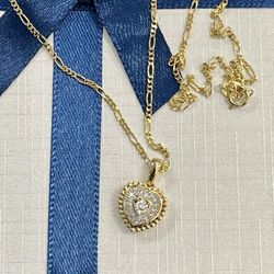 10K Solid Gold Heart Chain And Figro Chain Best Holidays Deal