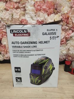 Shop Lincoln Electric
Auto-Darkening Welding Helmet with Variable Shade Lens No. 9-13 (1.73 x 3.82 in. Viewing Area), Galaxis Design