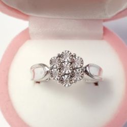 Silver Diamond Ring Size 8