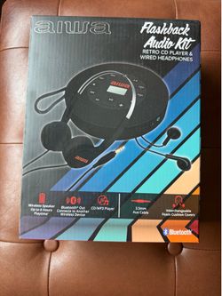 Aiwa Flashback Audio Kit Retro CD Player Bluetooth Black w/ Wired Headphones $30 OBO