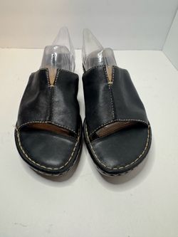 Born Black Leather Slide Sandals Women's Size 8